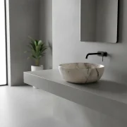 Bowl Cuadrado Marmoleado Blanco con Negro 42.5×42.5×14