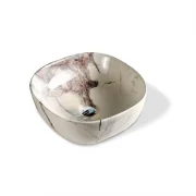 Bowl Cuadrado Marmoleado Blanco con Negro 42.5×42.5×14