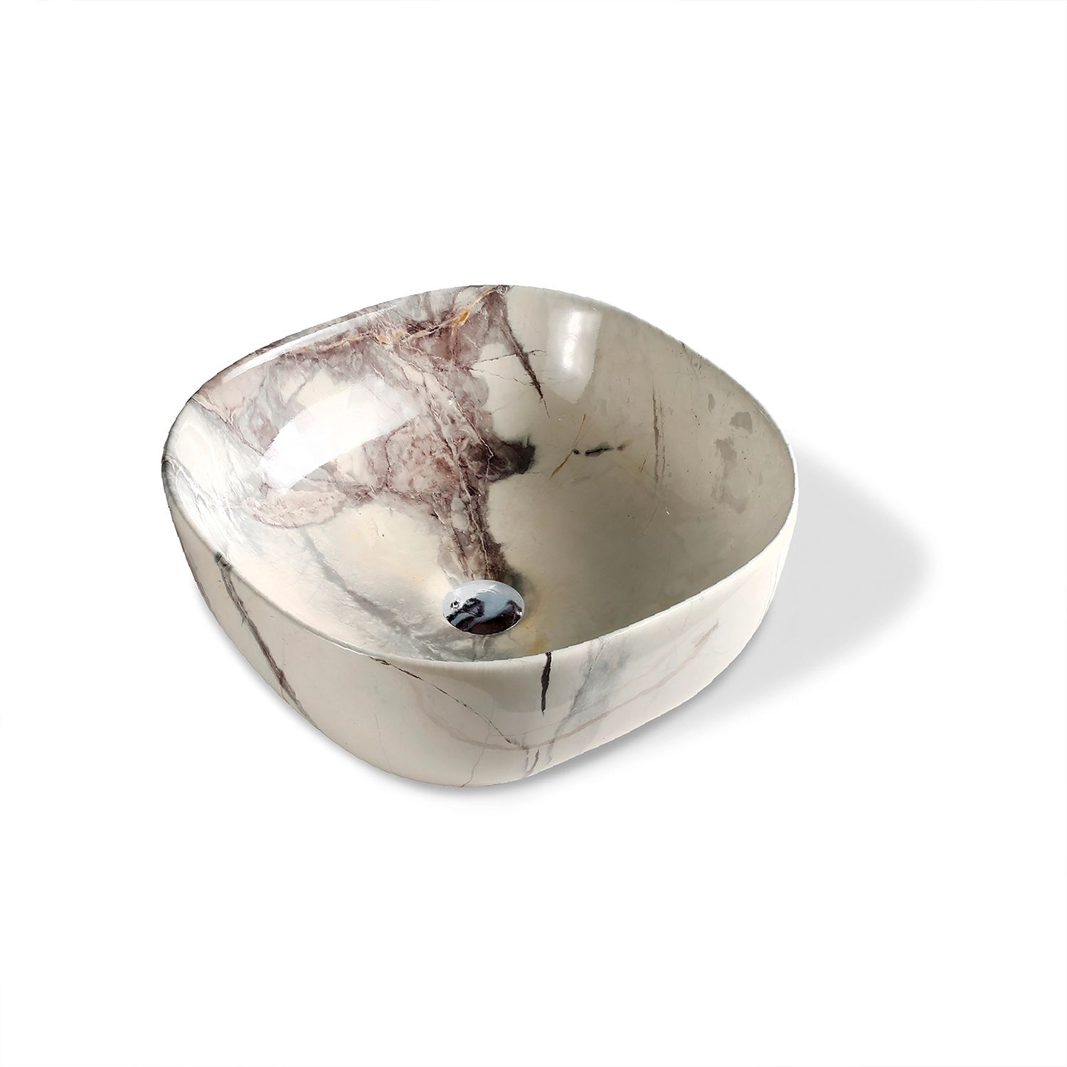 Bowl Cuadrado Marmoleado Blanco con Negro 42.5×42.5×14