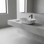 Bowl Rectangular Marmoleado Blanco 45x33x13.5