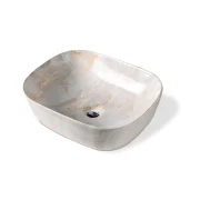 Bowl Rectangular Marmoleado Blanco 50x40x14.5