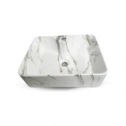 Bowl Rectangular Marmoleado Blanco con Gris 48x37x13