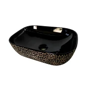 Bowl Rectangular Negro con Dorado 45x33x13.5