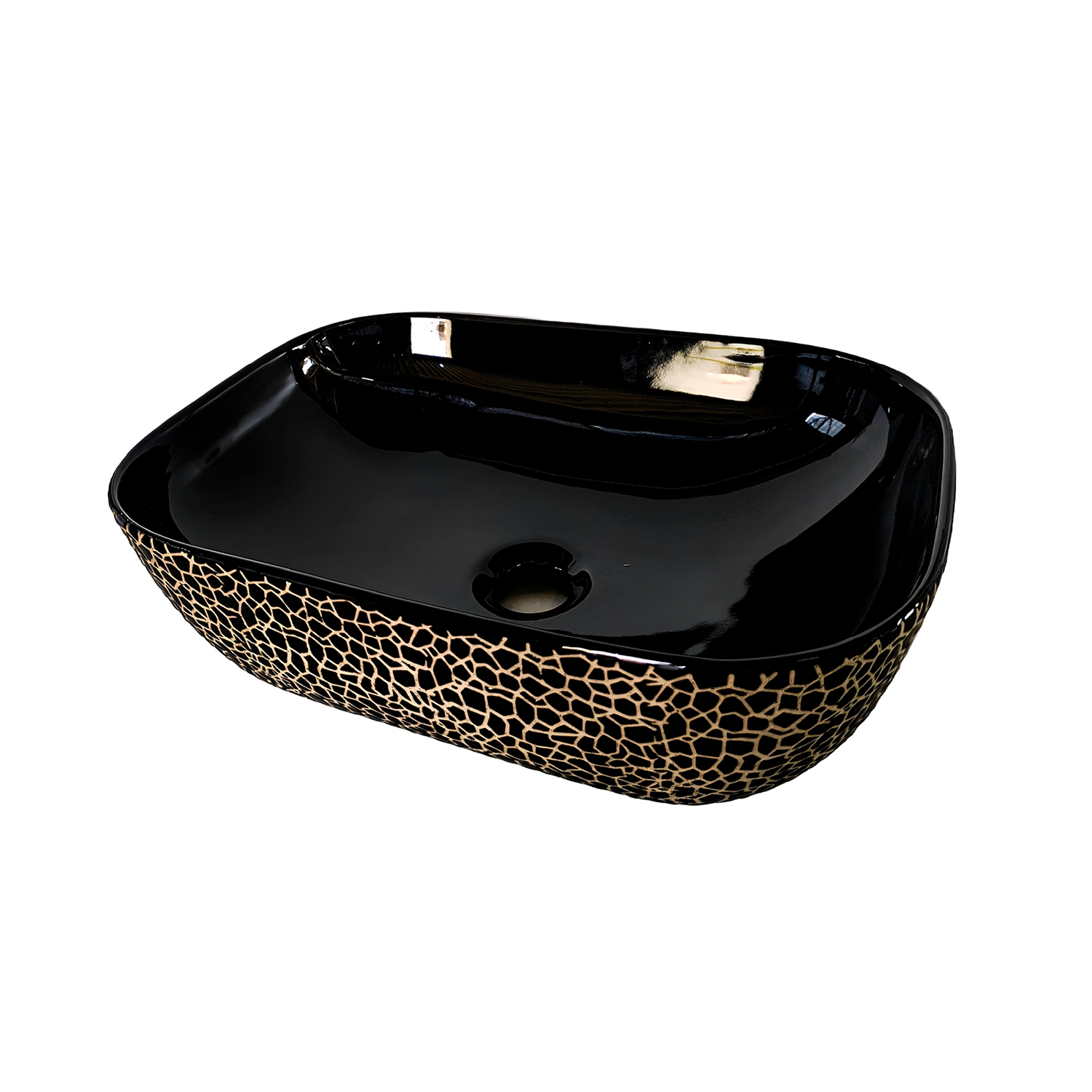 Bowl Rectangular Negro con Dorado 45x33x13.5