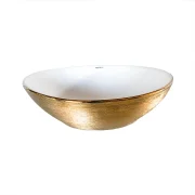 Bowl Redondo Blanco Dorado 40x33x14.5 cm