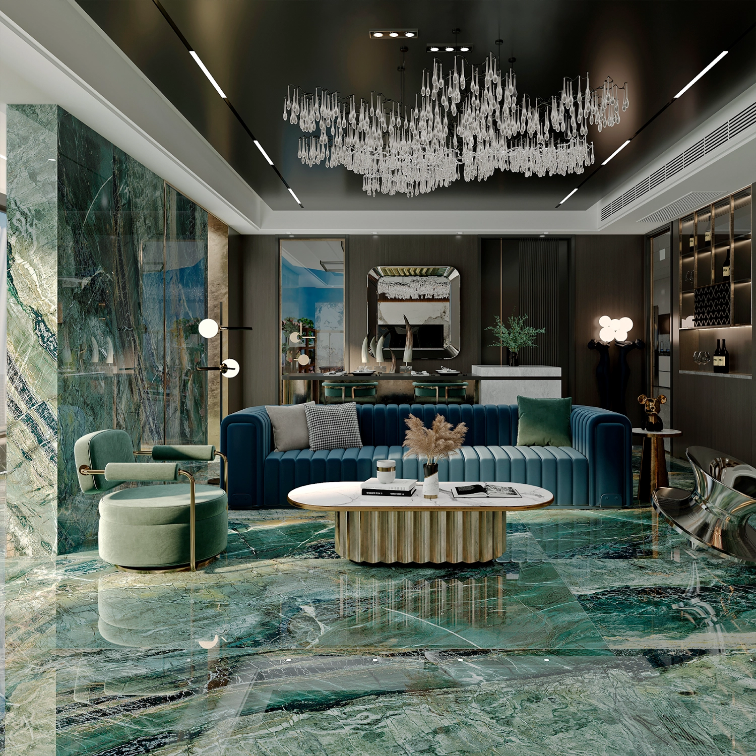 Porcelanato Digital Crystal Agata Green 90×180