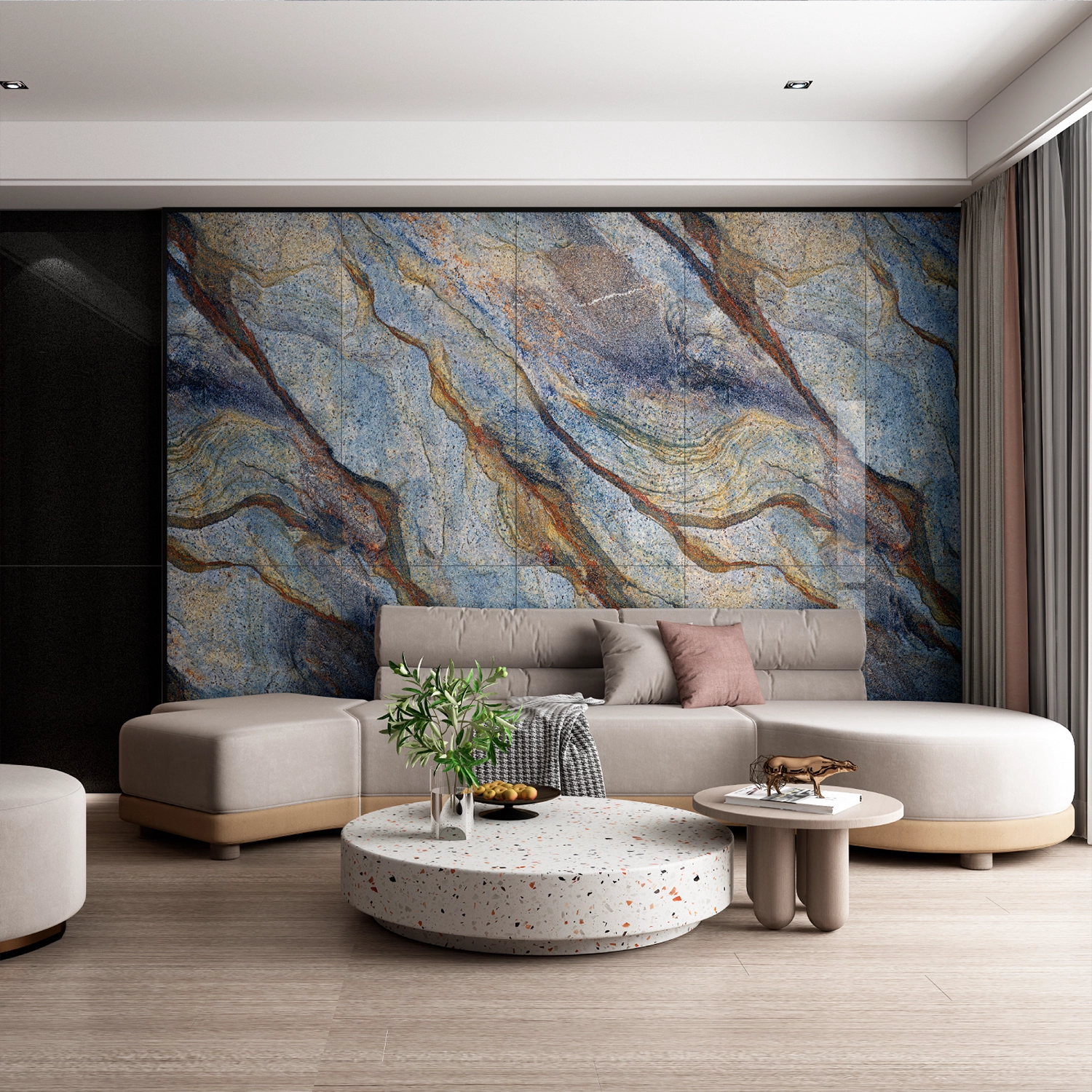 Porcelanato Fratelli Azul Bahia Premium Nebula 75×150