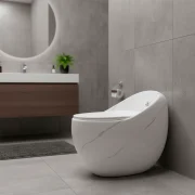 Inodoro Minimalista One Piece Marmoleado Blanco